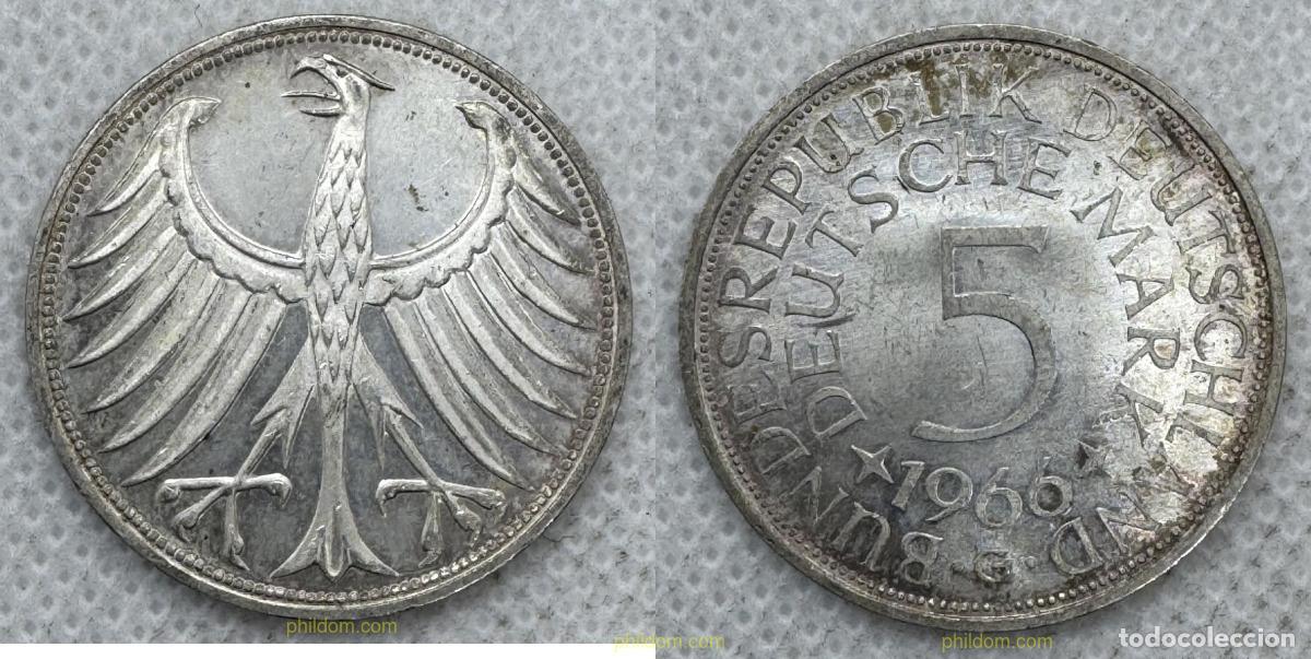 Monedas antiguas de Europa: 5526 ALEMANIA 1966 ALEMANIA 5 DEUTSCHE MARK 1960 G