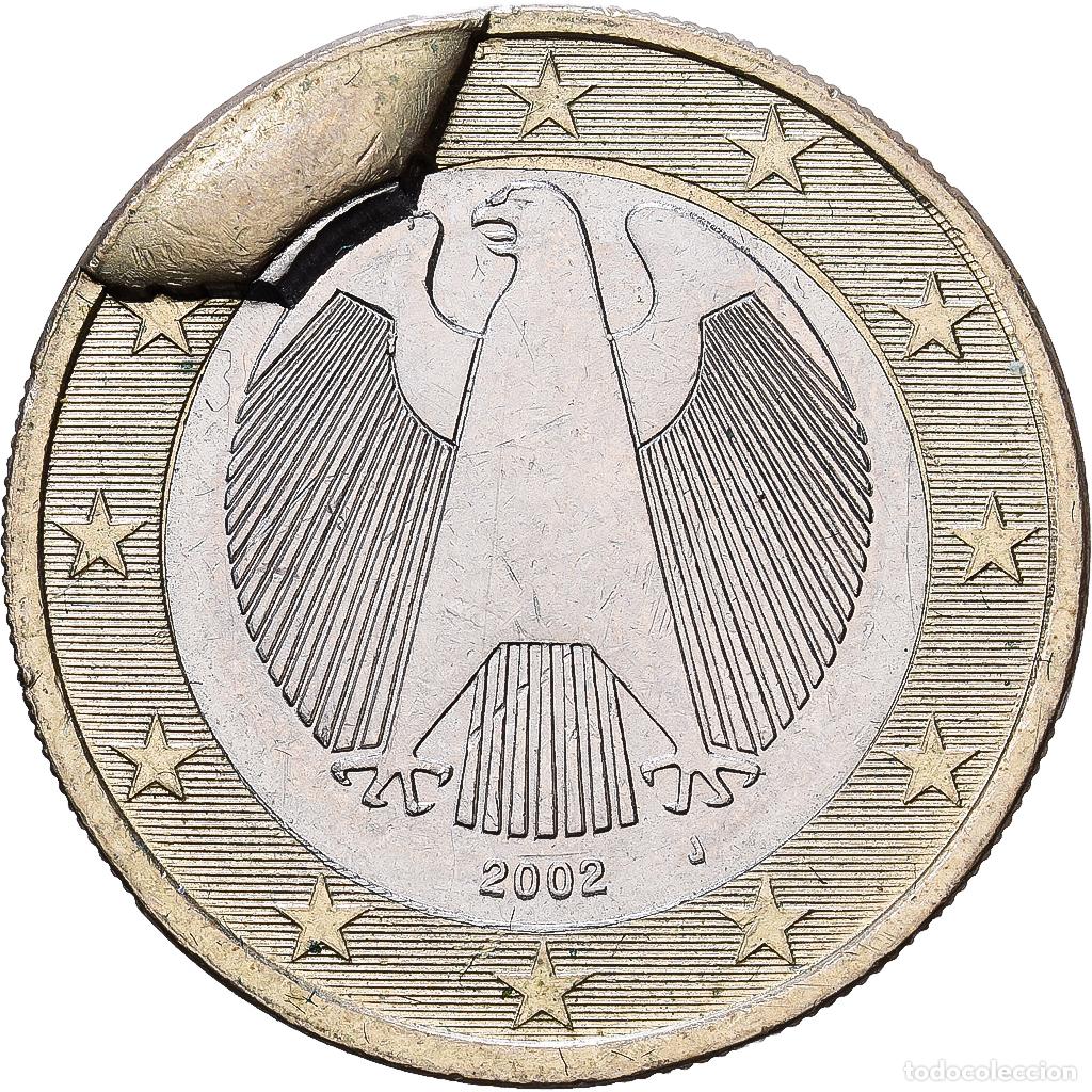 Monedas antiguas de Europa: [#1547400] Alemania, 1 Euro, error die break, 2002, Hamburg, Bimet&aacute;lico, MBC+