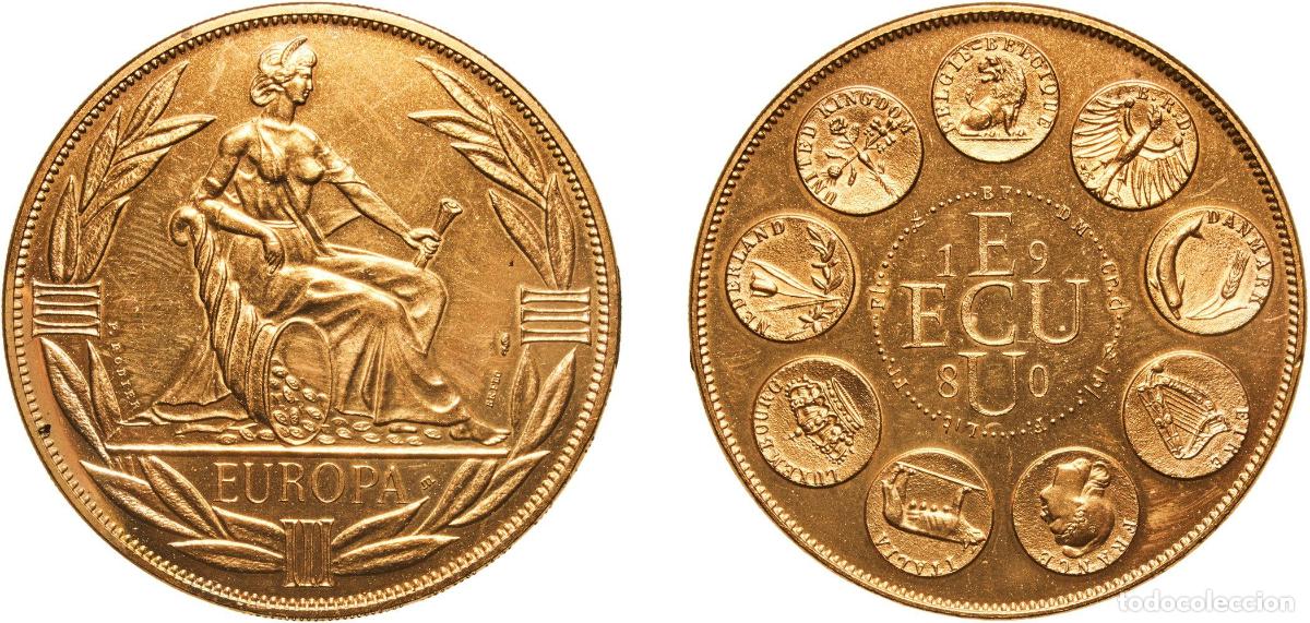 Monedas antiguas de Europa: France Fifth Republic 1980 ECU (Europa; 9 countries; bronze florentin) Florentine bronze Paris Mint