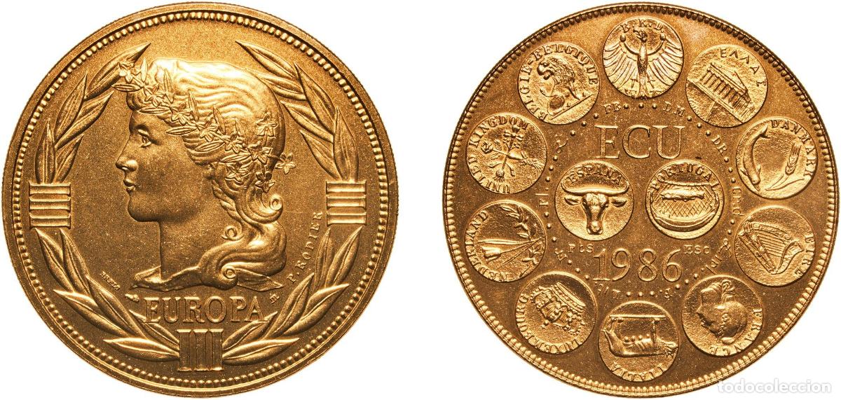 Monedas antiguas de Europa: France Fifth Republic 1986 ECU (Europa; 12 countries) Florentine bronze Paris Mint (50000) 33.66g U