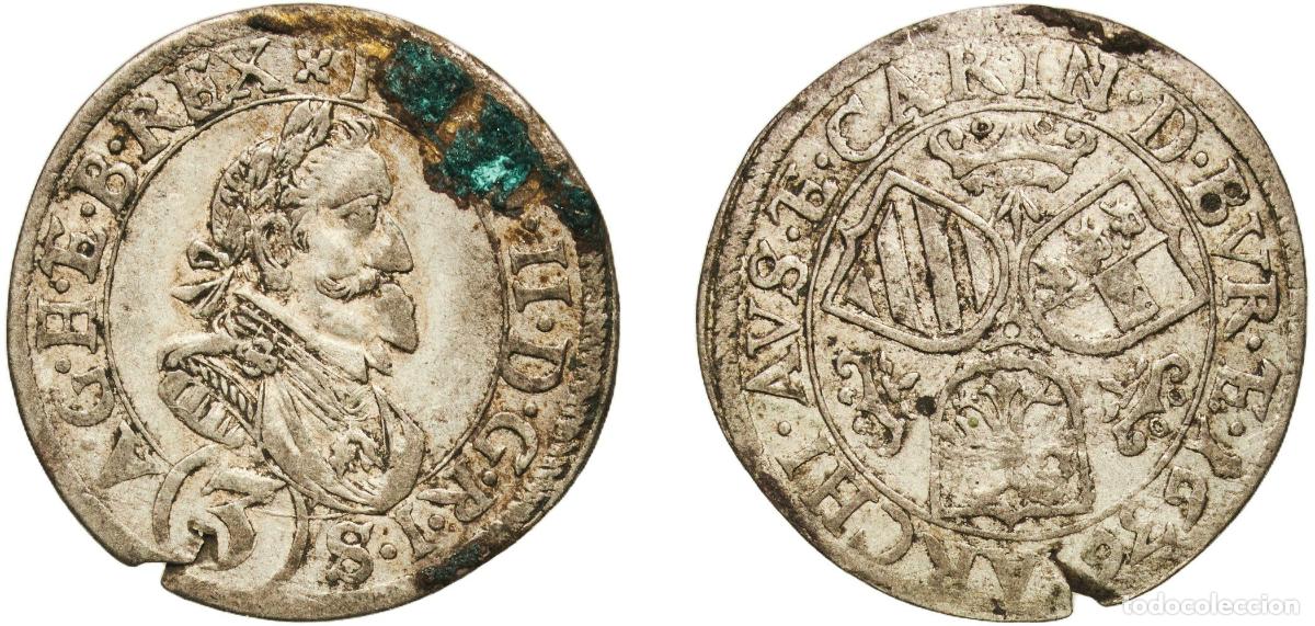 Monedas antiguas de Europa: Austria Austro-Hungarian Empire 1636 3 Kreuzer - Ferdinand II (St Veit) Silver (.500) Sankt Veit 1.