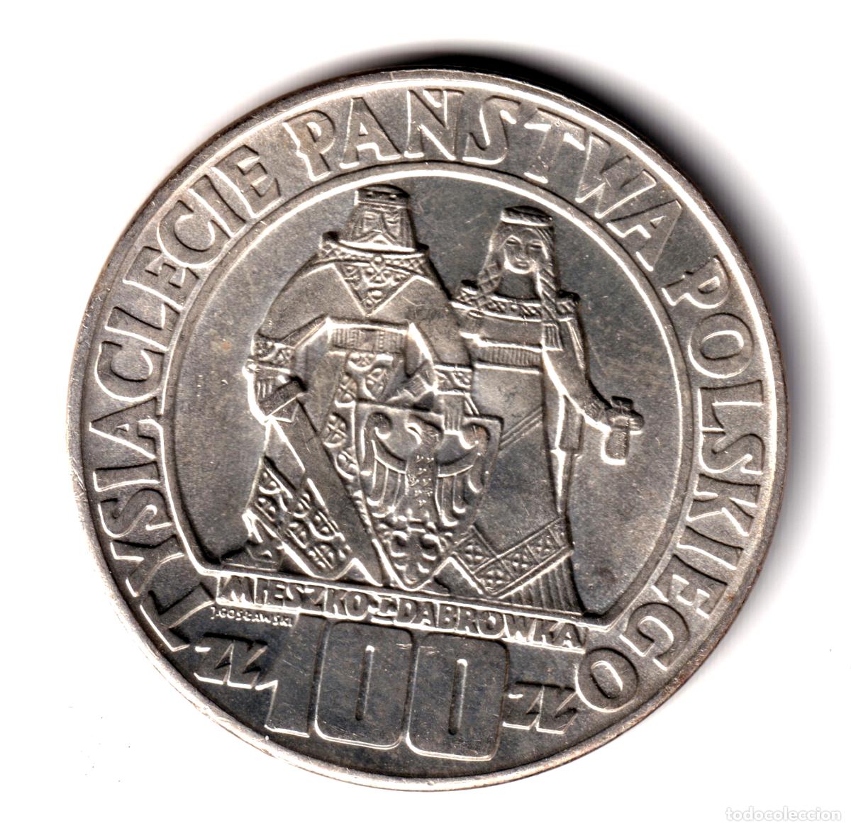 Monedas antiguas de Europa: POLONIA 100 Zlotys plata 1966 Milenio Polaco