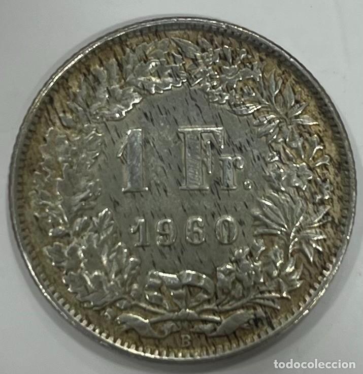 Monete antiche di Europa: SUIZA. A&Ntilde;O 1960. 1 FRANCO. PLATA(835) PESO 5GR