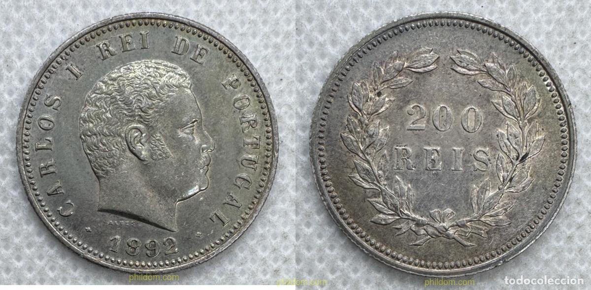 Monedas antiguas de Europa: 5534 PORTUGAL 1892 PORTUGAL 200 R&Eacute;IS 1892