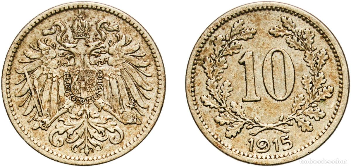 Monedas antiguas de Europa: Austria Austro-Hungarian Empire 1915 10 Heller (Shield with lion and stars) Nickel brass (Cu 500, Z