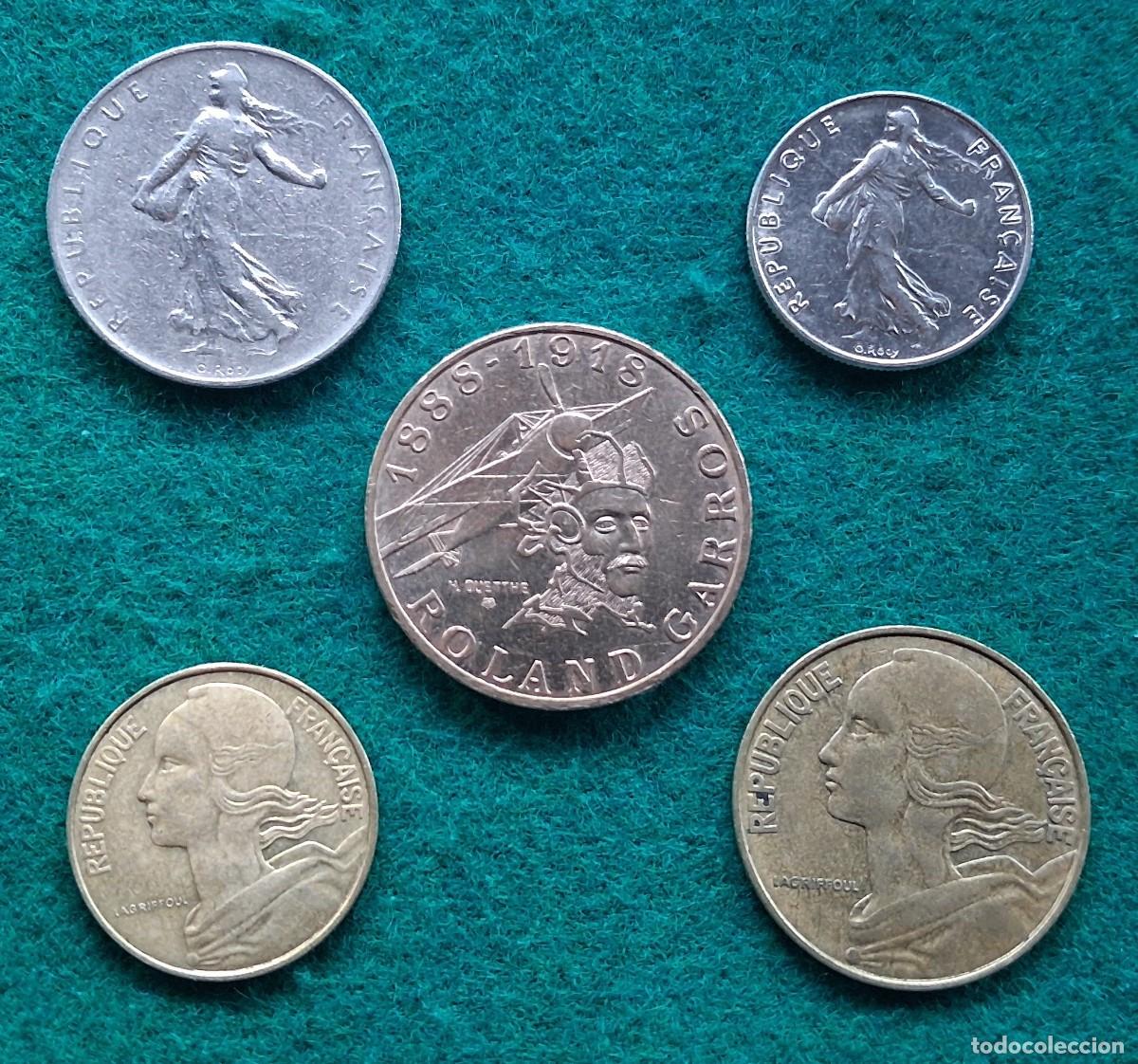 Monedas antiguas de Europa: Lote de 5 monedas de Francia ( Francs ) conjunto de monedas Francesas