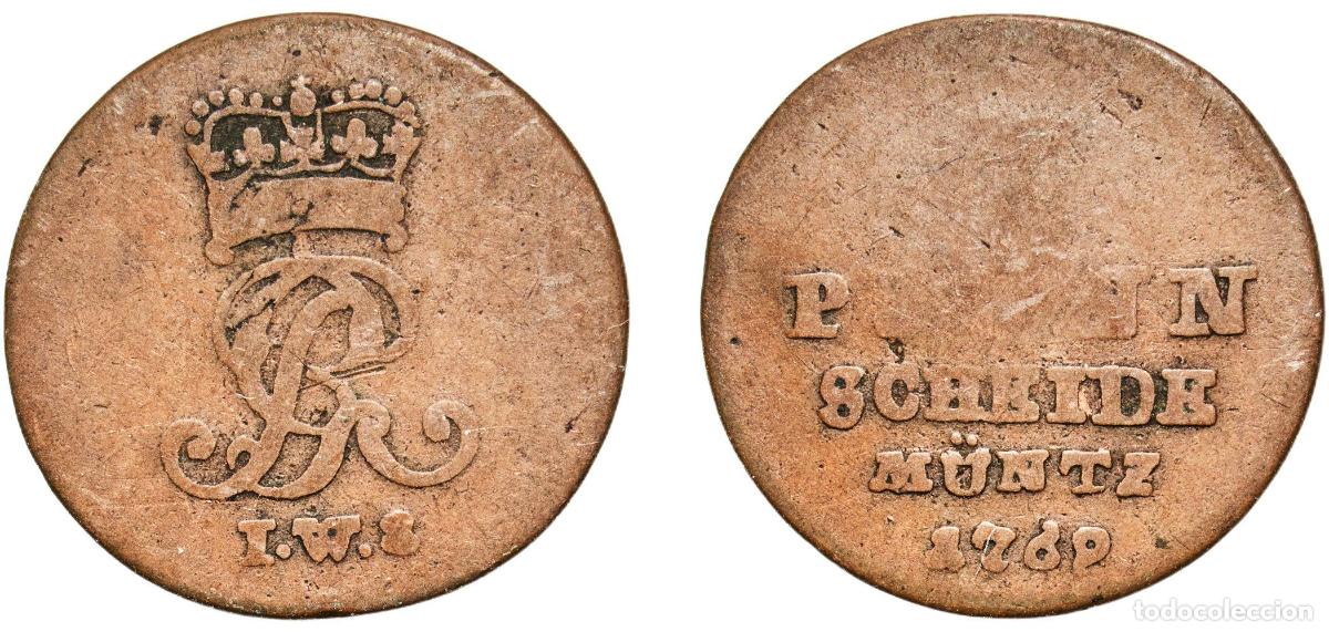 Monedas antiguas de Europa: Germany Brunswick-L&uuml;neburg-Calenberg-Hannover German states 1769 1 Pfenning - George III Copper Cla