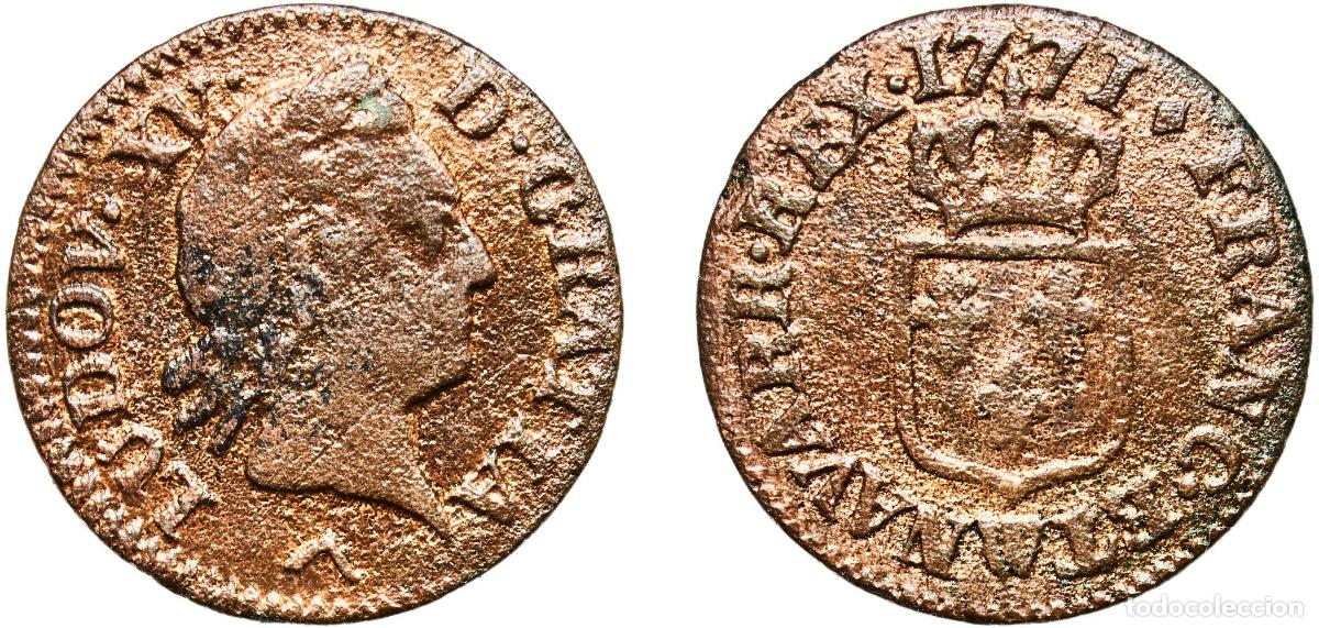 Monedas antiguas de Europa: France Kingdom 1771 M 1 Liard - Louis XV Copper Toulouse Mint 2.58g VF Dy royales 1701 Ciani Royal
