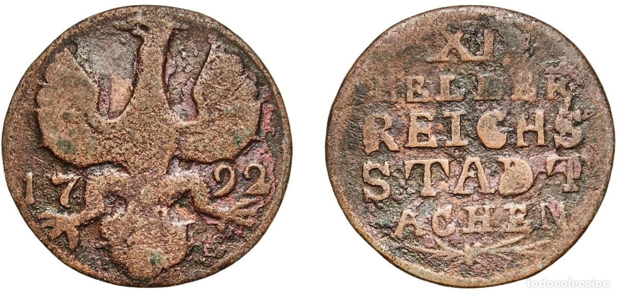 Monedas antiguas de Europa: Germany Free imperial city of Aachen German states 1792 12 Heller Copper Aachen Mint (1750000) 3.41