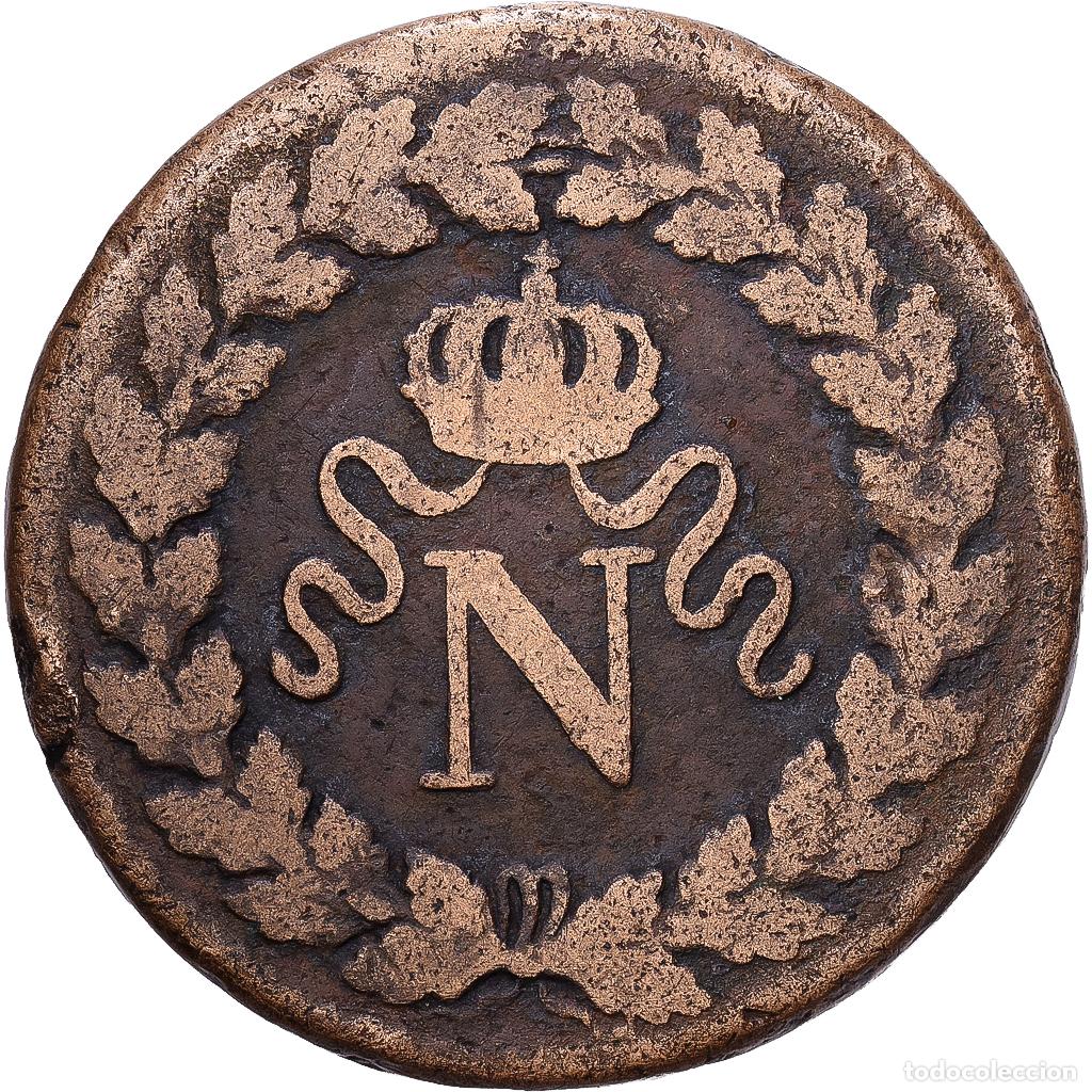 Monedas antiguas de Europa: [#1547405] Francia, Napoleon I, 1 D&eacute;cime, 1814, Strasbourg, Cobre, BC+, Gadoury:195d