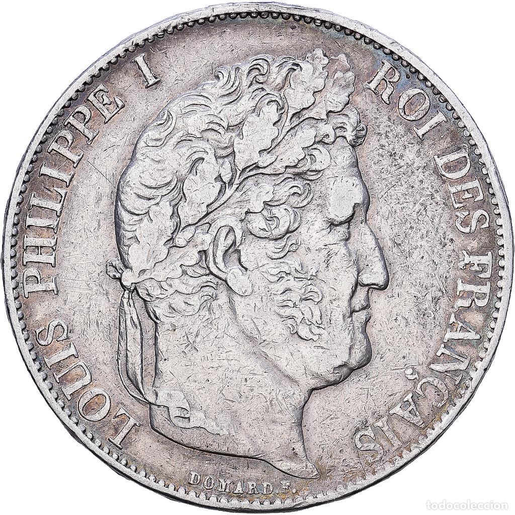 Monedas antiguas de Europa: [#1552328] Francia, Louis Philippe I, 5 Francs, 1845, Strasbourg, Plata, MBC, Gadoury:678a