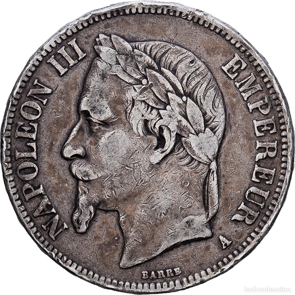 Monedas antiguas de Europa: [#1552354] Francia, Napoleon III, 5 Francs, 1867, Paris, Plata, MBC, Gadoury:739, KM:799.1