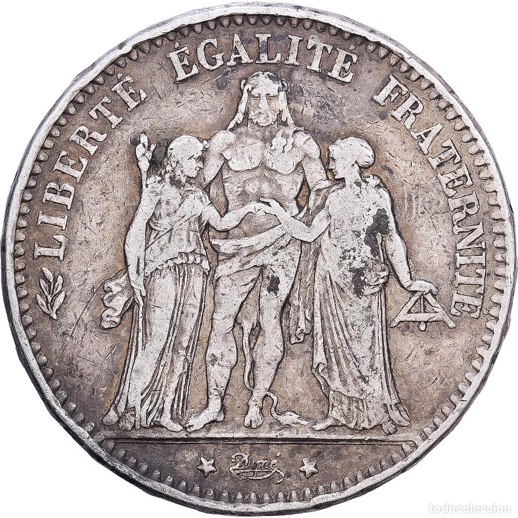 Monedas antiguas de Europa: [#1552418] Francia, 5 Francs, Hercule, 1875, Paris, Plata, BC+, Gadoury:745a, KM:820.1