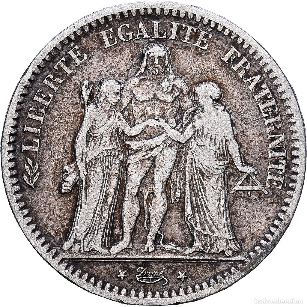 Monedas antiguas de Europa: [#1552355] Francia, 5 Francs, Hercule, 1848, Paris, Plata, BC+, Gadoury:683, KM:756.1