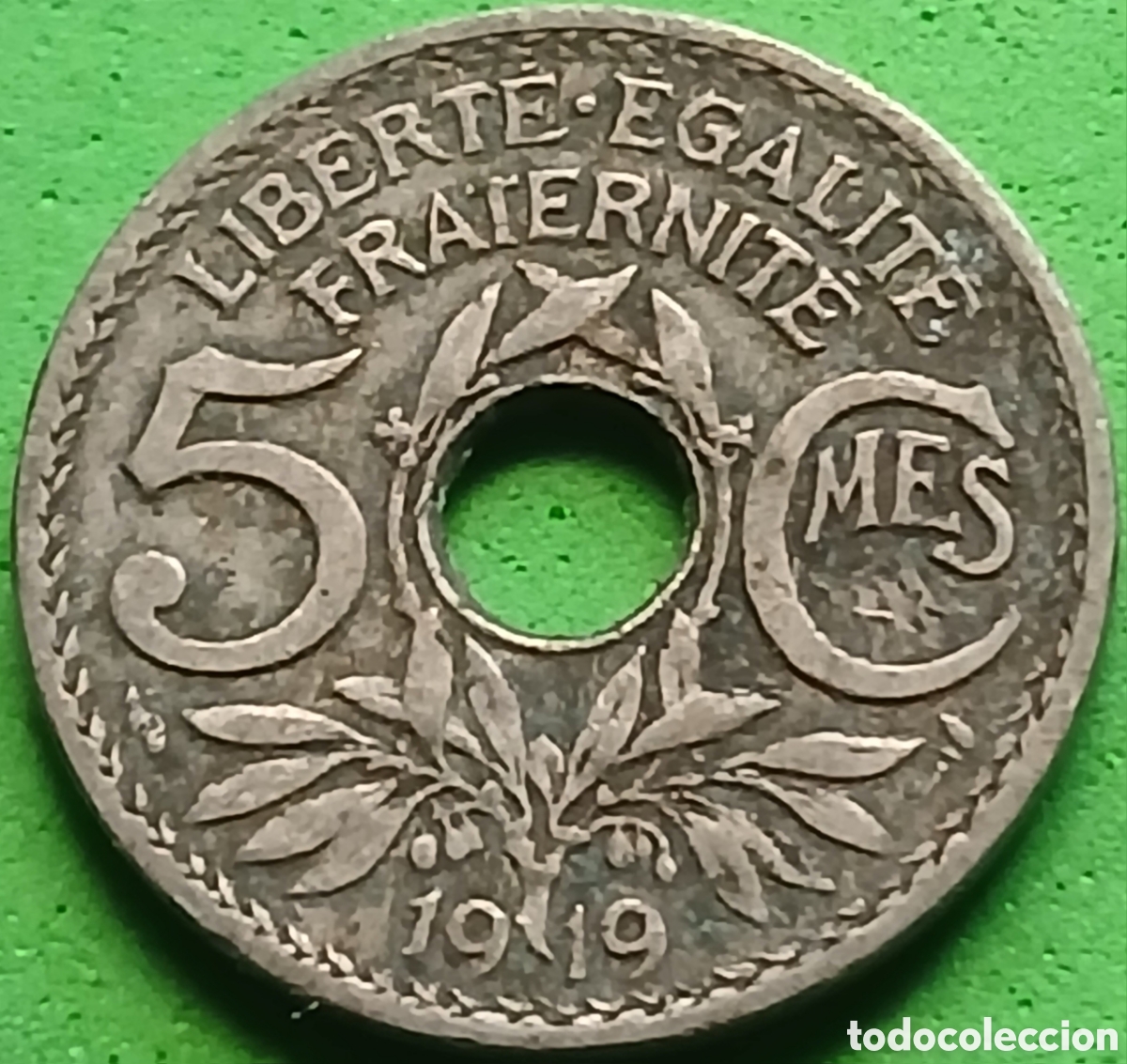 Monedas antiguas de Europa: Francia 5 c&eacute;ntimos 1919 km#865
