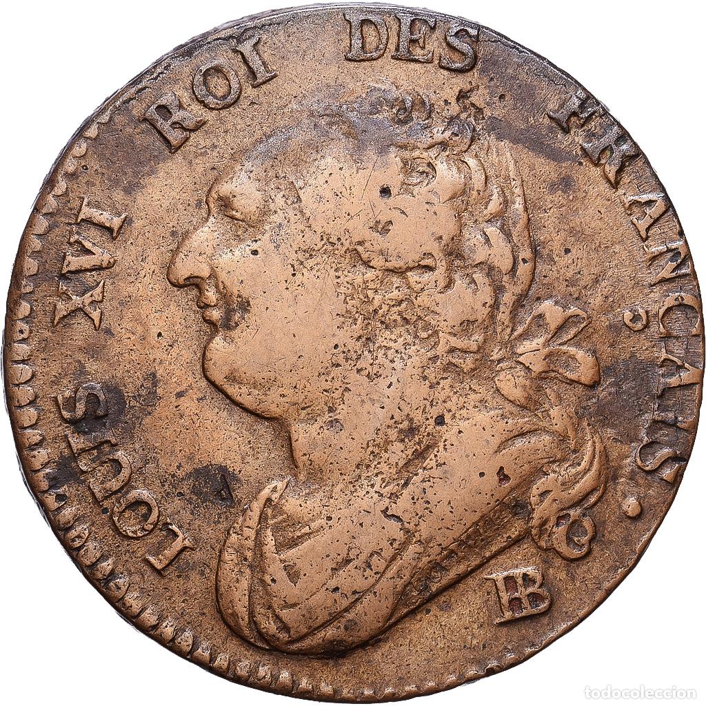 Monedas antiguas de Europa: [#1547494] Francia, Louis XVI, 12 Deniers, 1792, Strasbourg, M&eacute;tal de cloche, BC+