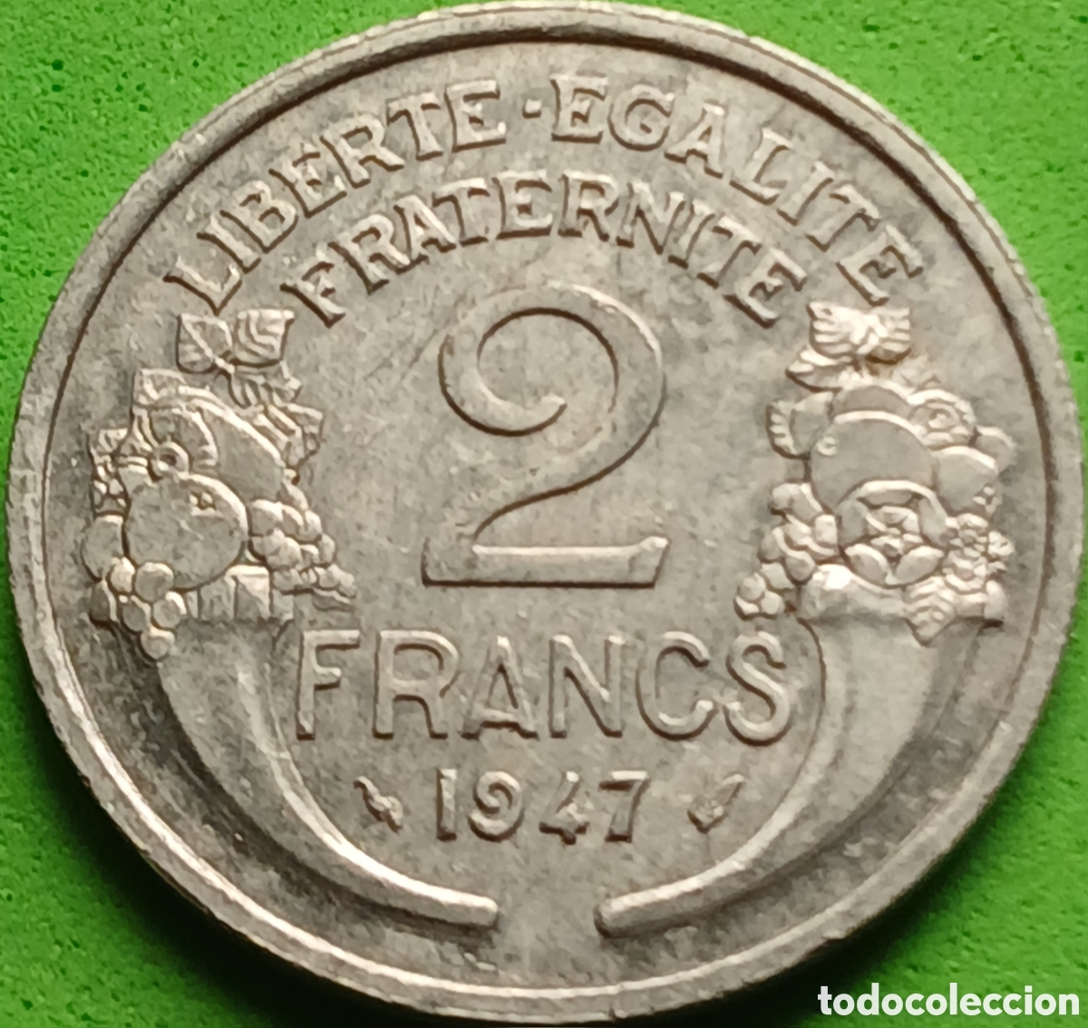 Monedas antiguas de Europa: Francia 2 francos 1947 km#886a sin marca de ceca