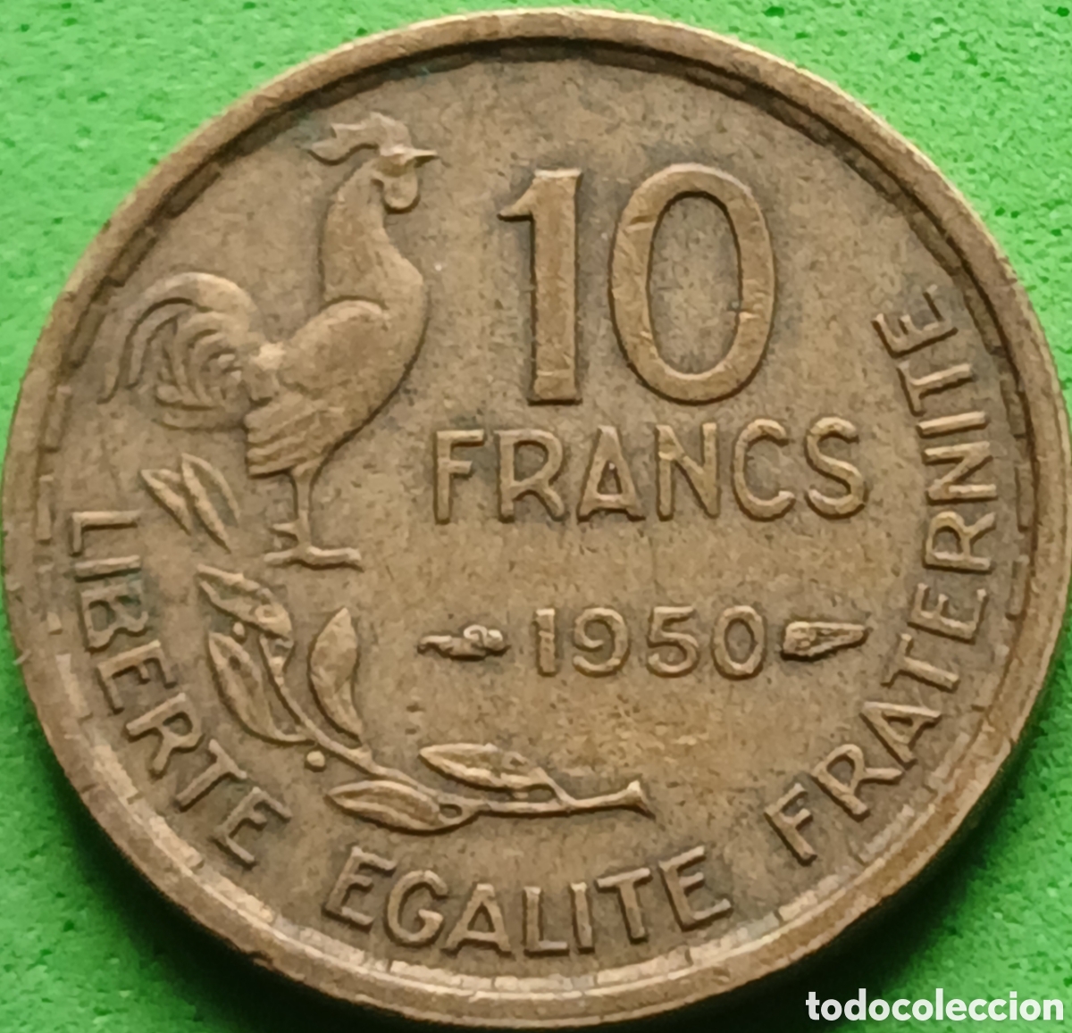 Monedas antiguas de Europa: Francia 10 francos 1950 km#915 sin marca de ceca