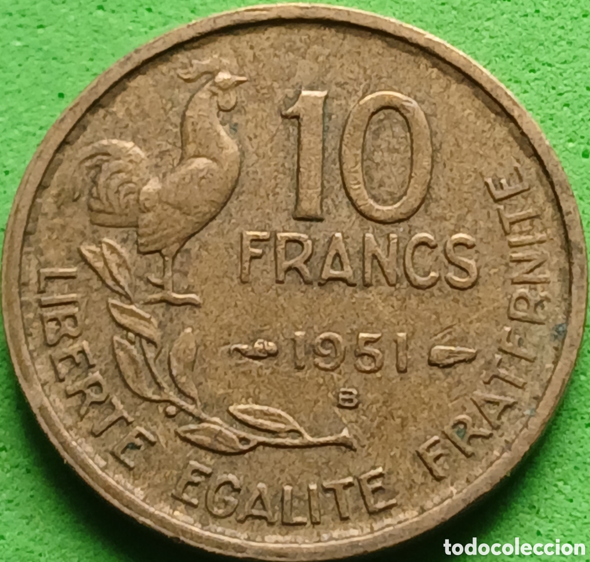 Monedas antiguas de Europa: Francia 10 francos 1951 B Beaumont-le-Roger km#915