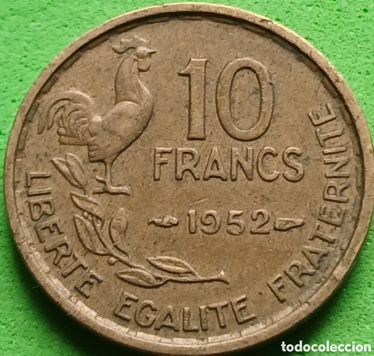 Monedas antiguas de Europa: Francia 10 francos 1952 km#915 sin marca de ceca