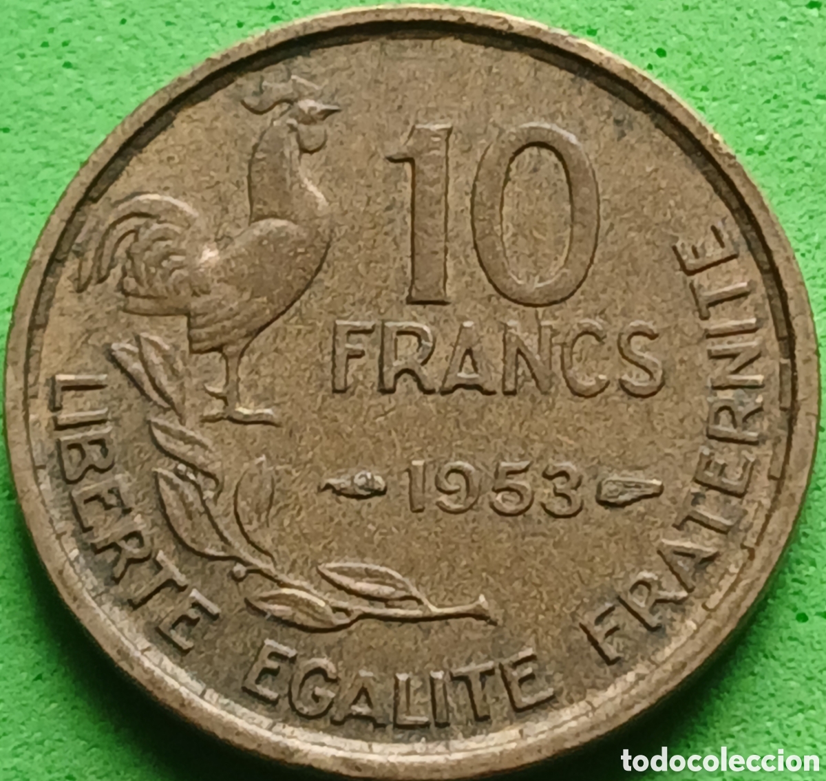 Monedas antiguas de Europa: Francia 10 francos 1953 km#915 sin marca de ceca