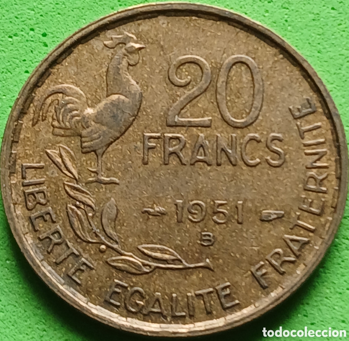 Monedas antiguas de Europa: Francia 20 francos 1951 B Beaumont-le-Roger km#917