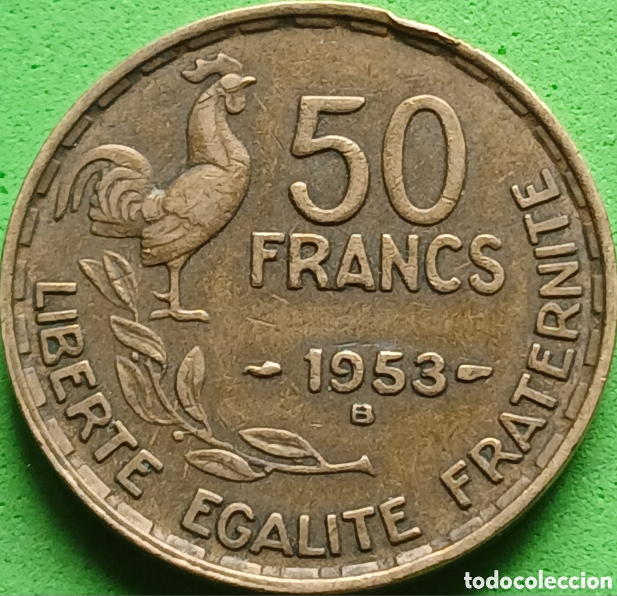 Monedas antiguas de Europa: Francia 50 francos 1953 B Beaumont-le-Roger km#918