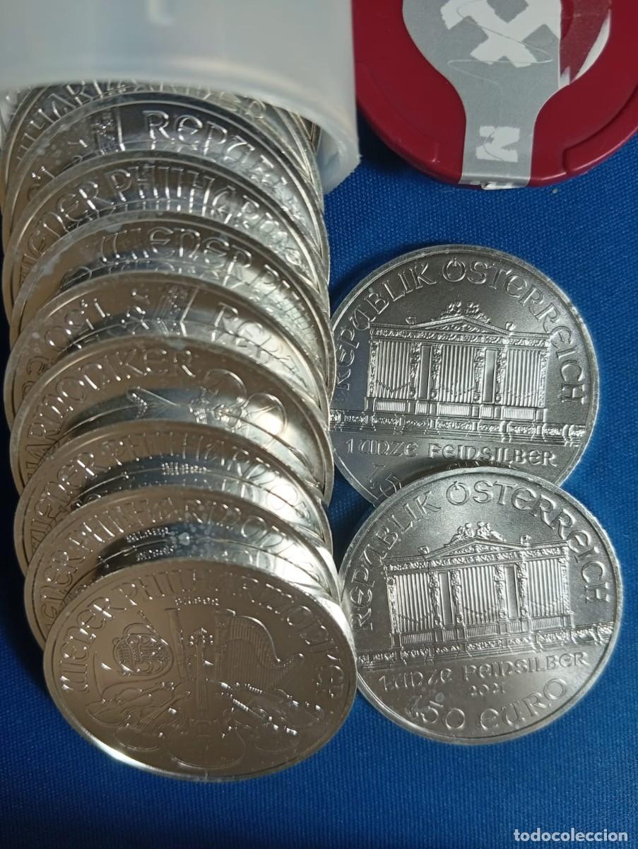 Moedas antigas da Europa: Onzas de plata 999. ( 31,1 g.) Filarm&oacute;nica de Viena 2021. (87 &euro; und.)