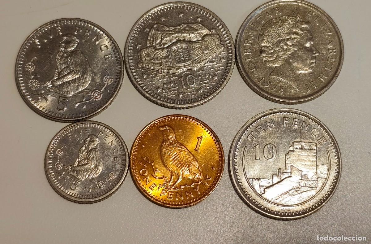 Monedas antiguas de Europa: LOTE DE MONEDAS DE GIBRALTAR - 1 P 1994 - 5 P 1988 1990 - 10 P 1998 (2) 1994
