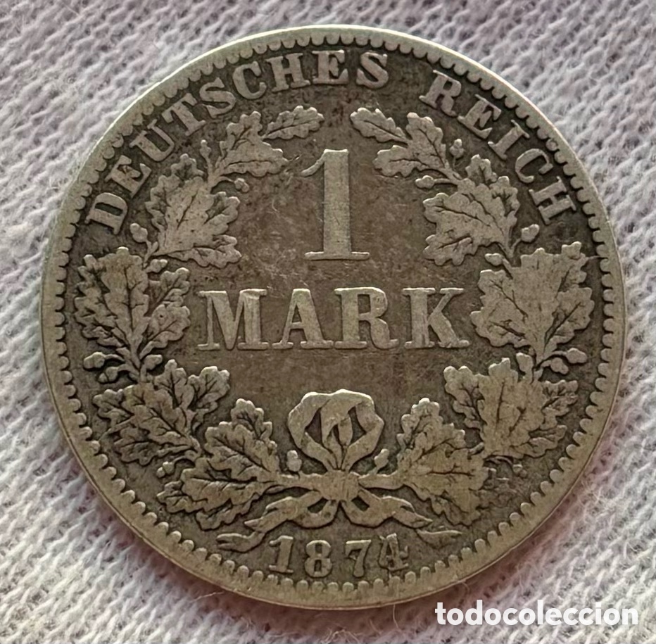 Monedas antiguas de Europa: Moneda PLATA ALEMANIA 1 Marco 1874-A. Mark