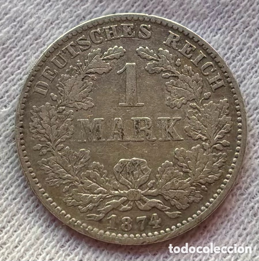 Monedas antiguas de Europa: Moneda PLATA ALEMANIA 1 Marco 1874-D. Mark