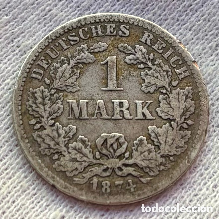 Monedas antiguas de Europa: Moneda PLATA ALEMANIA 1 Marco 1874-F. Mark