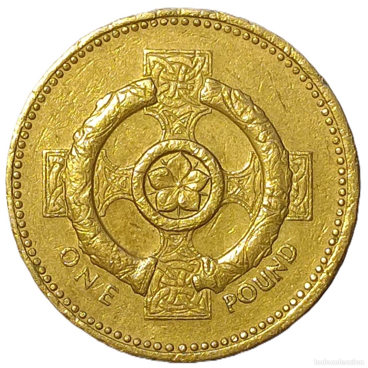 Monedas antiguas de Europa: REINO UNIDO (INGLATERRA) 1 LIBRA -2001- KM#1013. CIRCULADA (MBC). 4&ordm; RETRATO. REVERSO: Cruz Celta