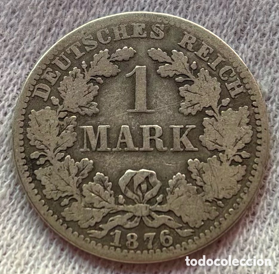 Monedas antiguas de Europa: Moneda PLATA ALEMANIA 1 Marco 1876-A. Mark