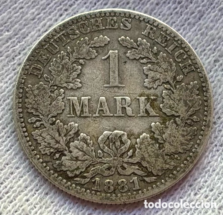Monedas antiguas de Europa: Moneda PLATA ALEMANIA 1 Marco 1881-A. Mark