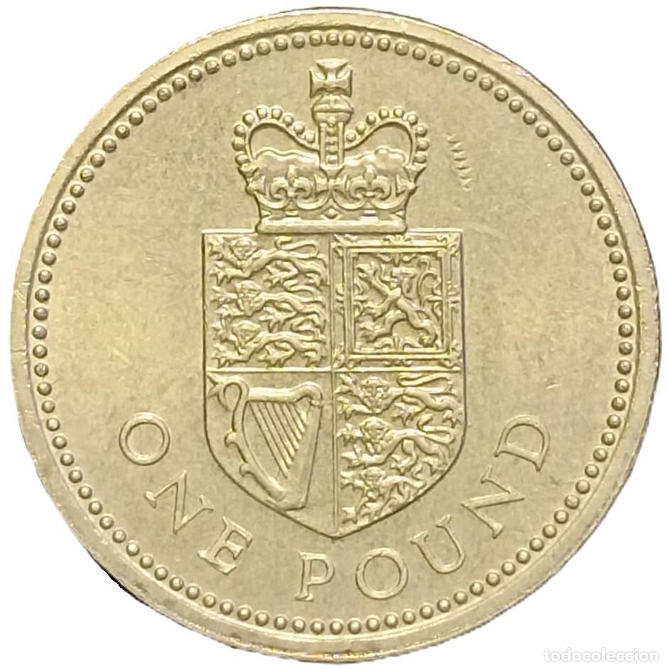 Monedas antiguas de Europa: REINO UNIDO (INGLATERRA) 1 LIBRA -1988- KM#954. SIN CIRCULAR (SC). 3er RETRATO. REVERSO: Escudo Real