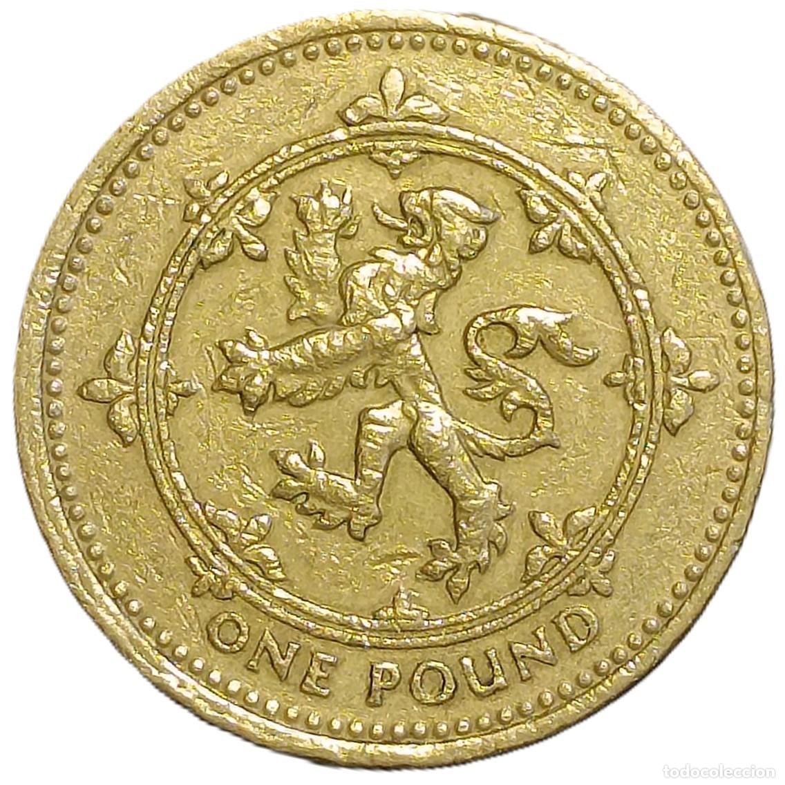 Monedas antiguas de Europa: REINO UNIDO (INGLATERRA) 1 LIBRA -1994- KM#967. CIRCULADA (BC+). 3er RETRATO. REVERSO: Le&oacute;n Escoc&eacute;s