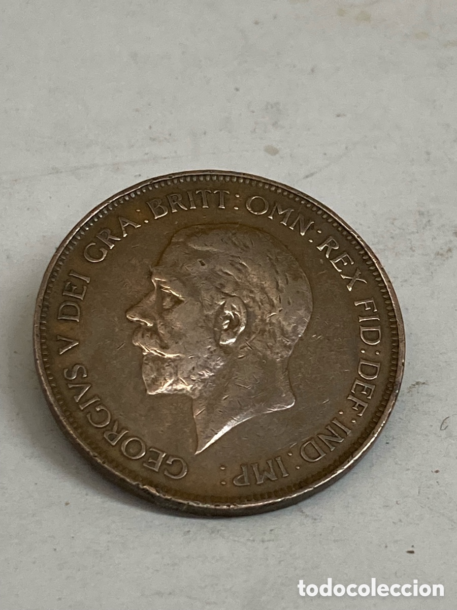 Monedas antiguas de Europa: Moneda brit&aacute;nica de 1 penique de 1929 del reinado de Jorge V L22