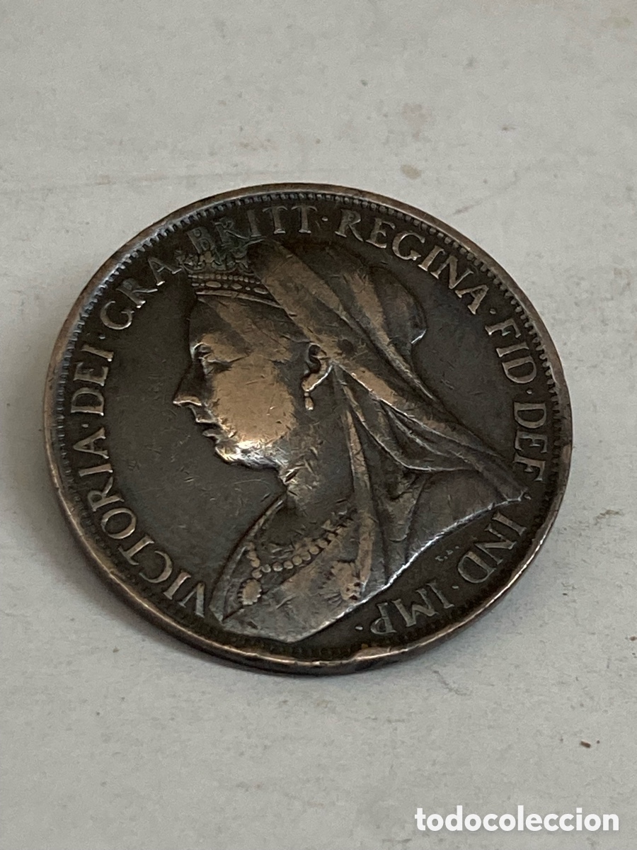 Monedas antiguas de Europa: Moneda brit&aacute;nica de 1 Penny de 1897 de la &eacute;poca de la reina Victoria