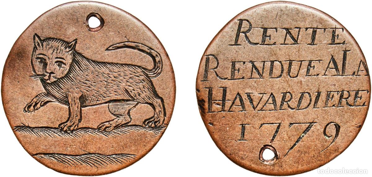 Monedas antiguas de Europa: France Kingdom 1779 Jeton - CAT & RENTE RENDUE A LA HAVARDIERE Copper 3.64g VF