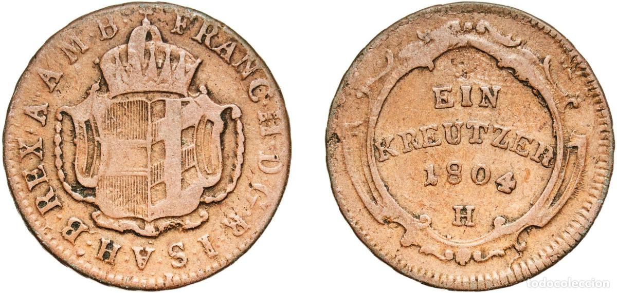 Monedas antiguas de Europa: Austria Austro-Hungarian Empire 1804 H 1 Kreuzer - Francis II Copper G&uuml;nzburg Mint 5.75g VF KM 30
