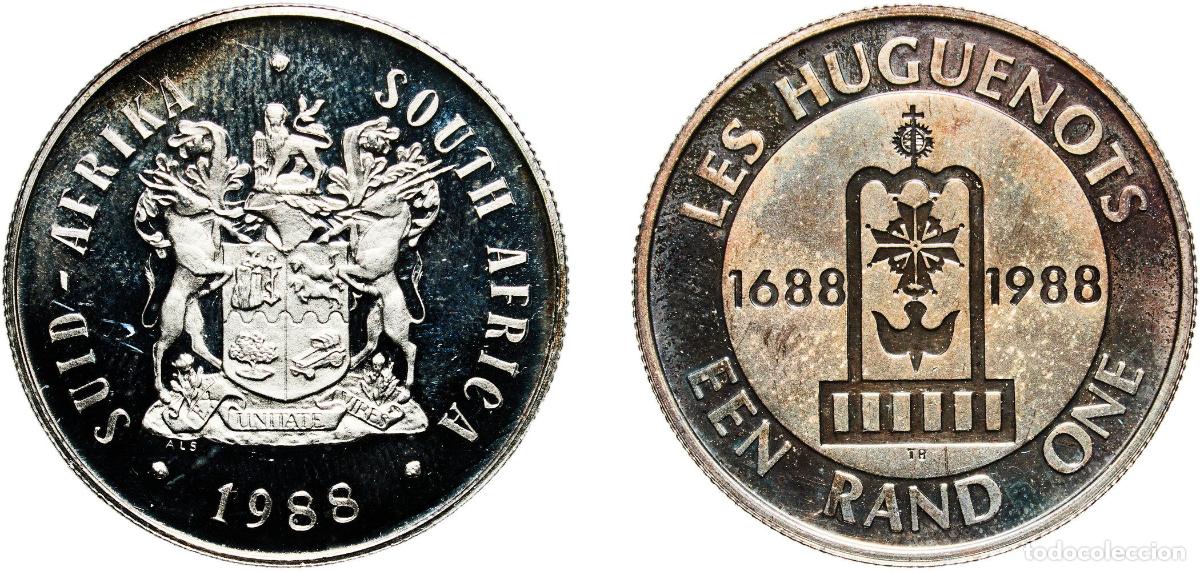 Monedas antiguas de Europa: South Africa Republic 1988 1 Rand (Huguenots) Silver (.800) (9028) 15.09g PF KM 125 Hern D308