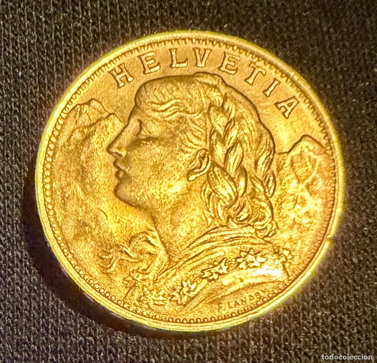 Monedas antiguas de Europa: 20 Francos Suizos de oro de ley de 1947
