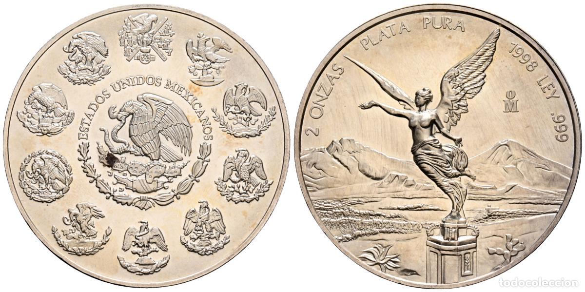 Monete antiche di Europa: M&Eacute;XICO. 2 Onzas. (Ar. 62,18g/48mm). 1996. (Km#614). EBC+. Muy escaso ejemplar. Rayitas en reverso..