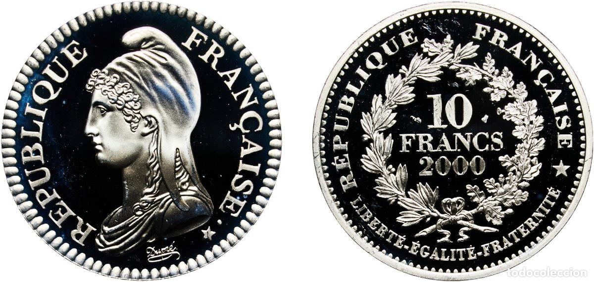 Monedas antiguas de Europa: France Fifth Republic 2000 10 Francs Silver (.900) (7451) 22.17g PF KM 1400