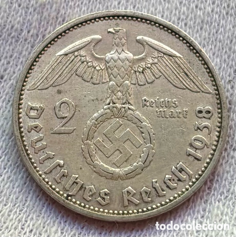 Monedas antiguas de Europa: Moneda PLATA ALEMANIA NAZI 2 Marcos 1938-A. Mark