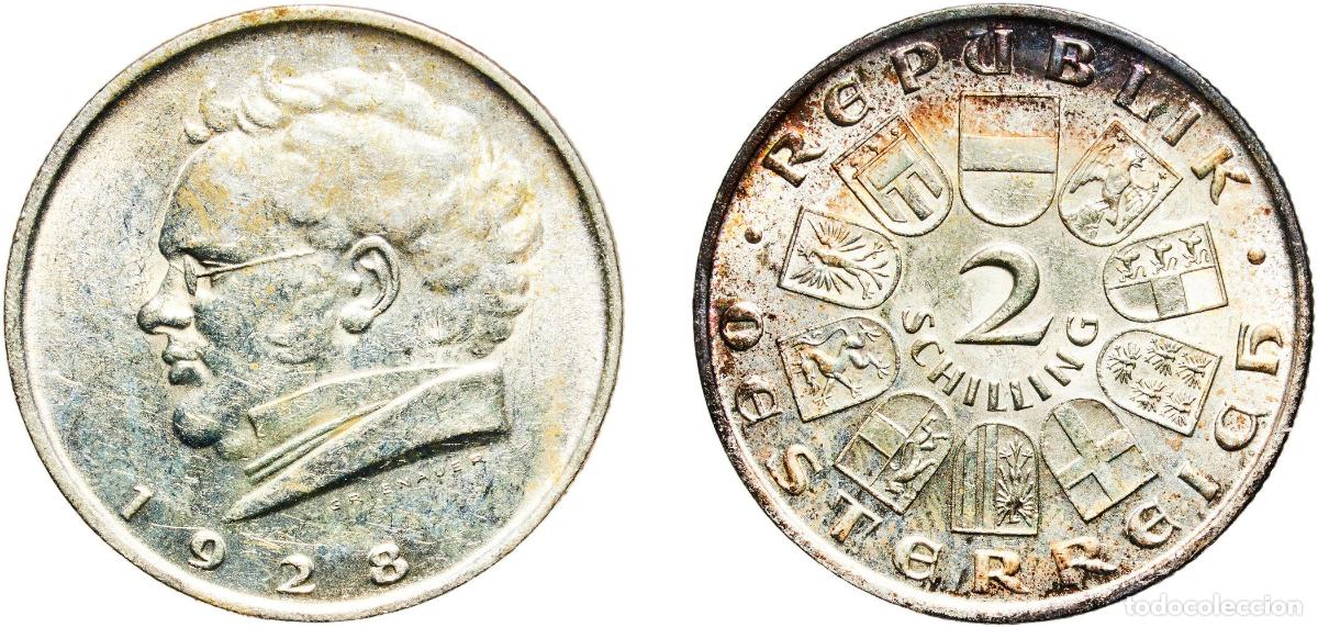 Monedas antiguas de Europa: Austria First Republic 1928 2 Schilling (Franz Schubert) Silver (.640) Vienna Mint (6900000) 12.06g