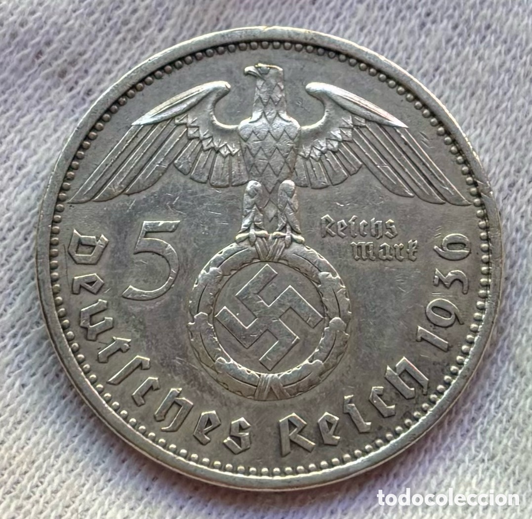 Monedas antiguas de Europa: Moneda PLATA ALEMANIA NAZI 5 Marcos 1936-A. Mark