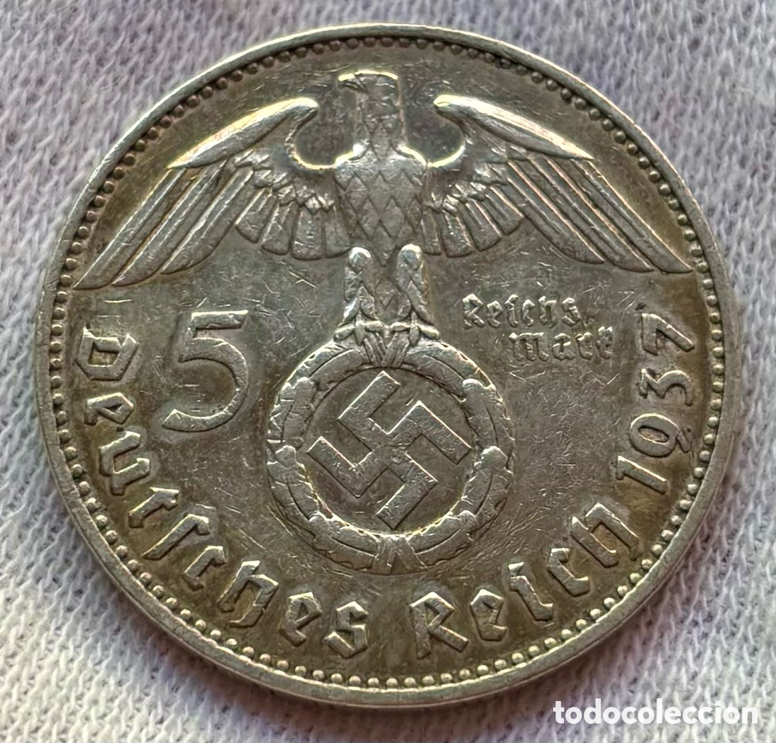 Monedas antiguas de Europa: Moneda PLATA ALEMANIA NAZI 5 Marcos 1937-F. Mark
