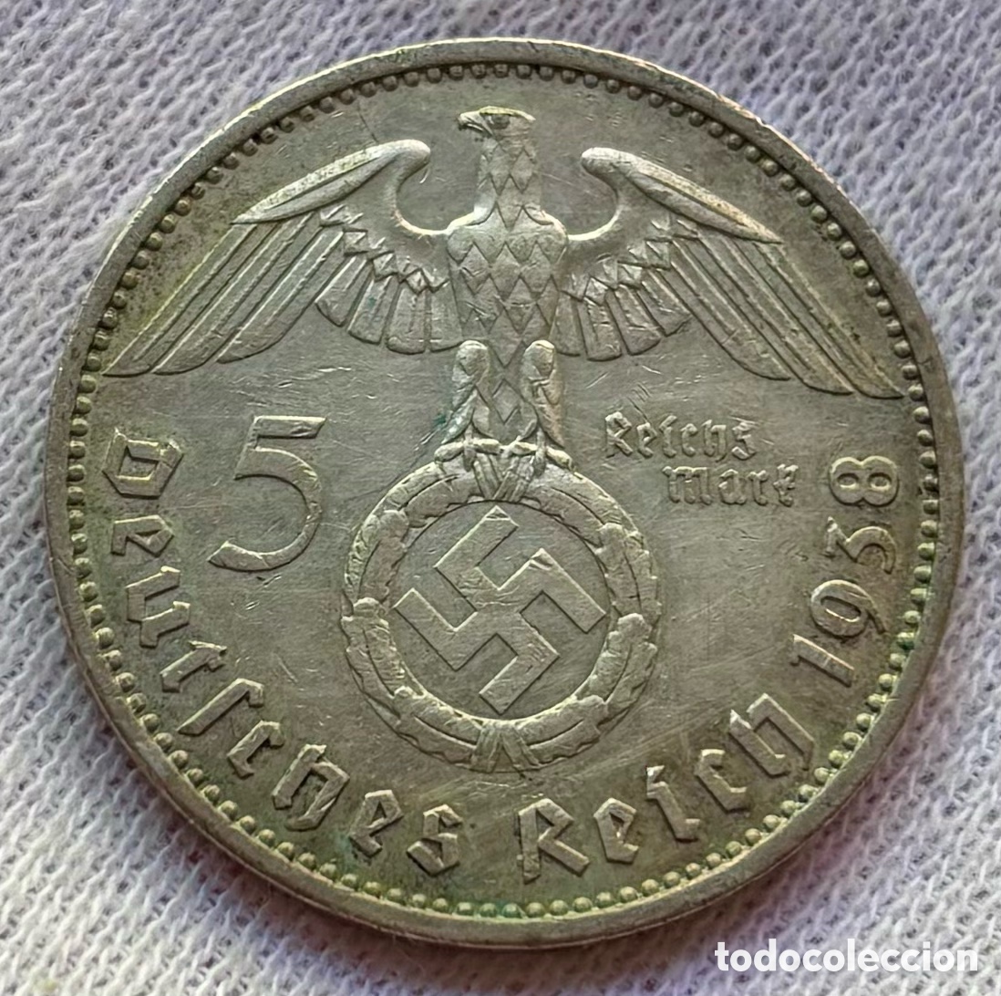 Monedas antiguas de Europa: Moneda PLATA ALEMANIA NAZI 5 Marcos 1938-A. Mark